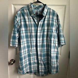 George Men's Blue Plaid Short Sleeve button-down Shirt